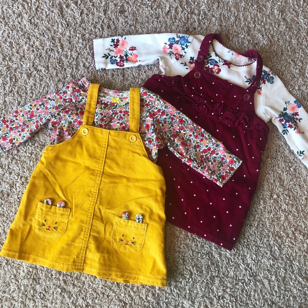 Set of Corduroy Jumpers with Long Sleeve Shirts